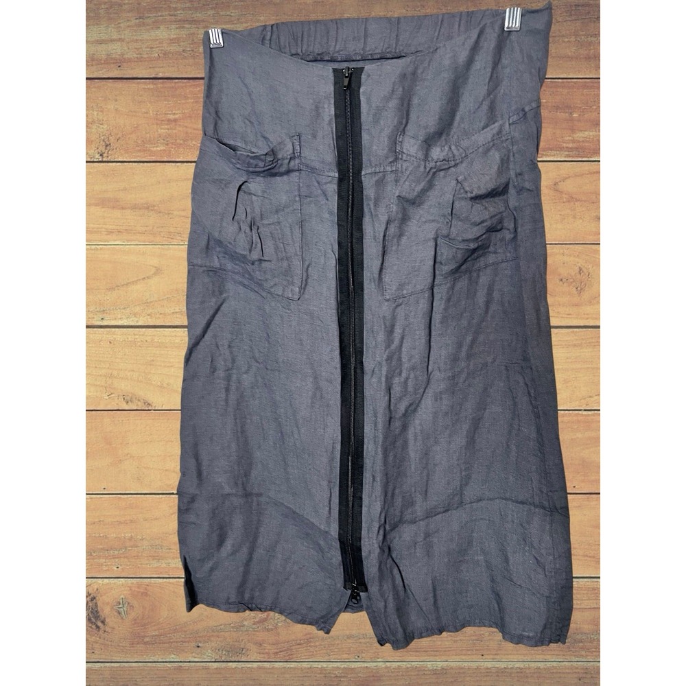 Inizio Linen Avant Garde Utility Skirt Size M Lagenlook Pockets Made In Italy